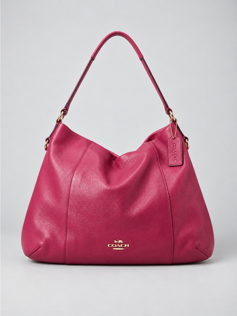 Coach Isabelle East/West Shoulder Hobo Bag F35809 Fushcia/Magenta Pink Leather